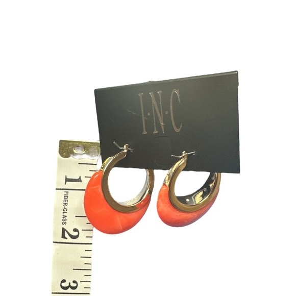 INC International Concepts Gold & Orange Resin Hoop Earrings – 1.25” - Picture 4 of 5